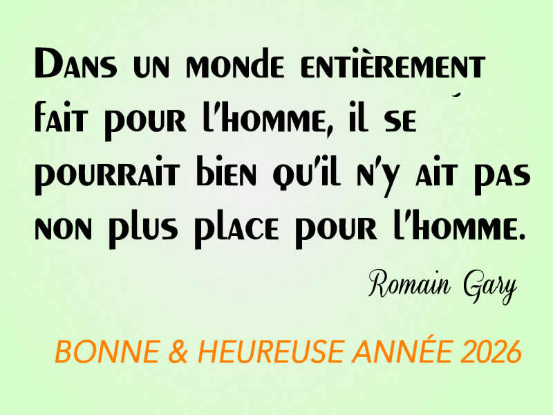 Vœux écologiques 2026 : Dans un monde entièrement fait pour l’homme, il se pourrait bien qu’il n’y ait plus de place pour l’homme - Romain Gary