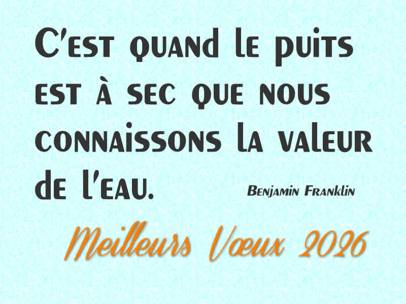 Citation écologique 2027 : C’est quand le puits est à sec que nous connaissons la valeur de l’eau - Benjamin Franklin