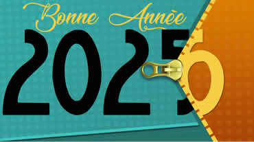 Carte de vœux présentant une fermeture éclaire s'ouvrant sur l'année 2027.