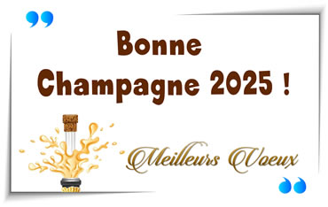 Carte de vœux avec champagne et bouchon qui saute