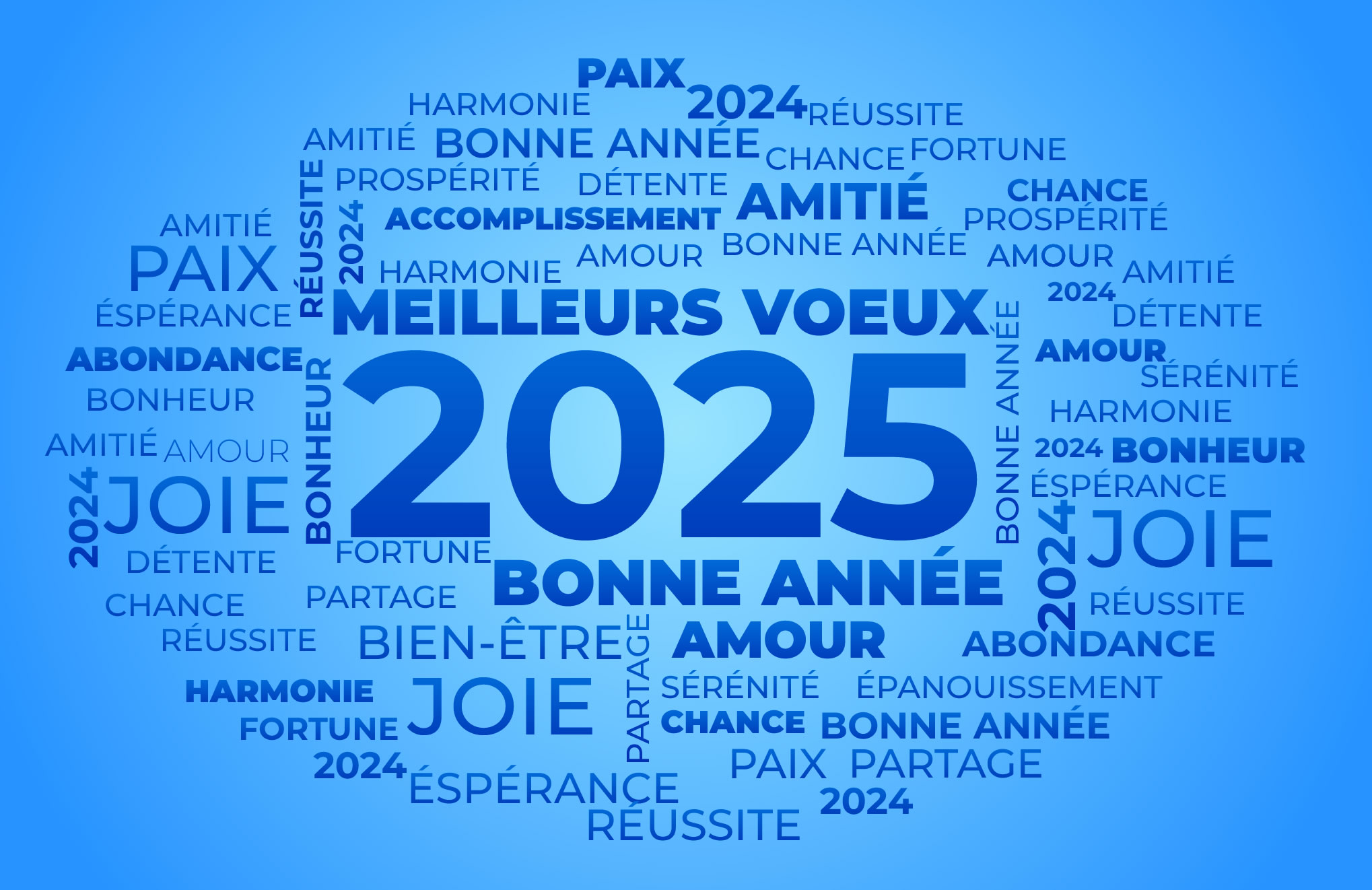 Image Meilleurs Voeux 2025 avec paix, harmonie, amour, santé