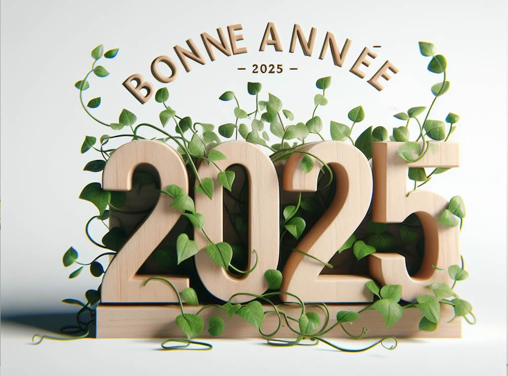 Image bonne annee 2025 avec plantes