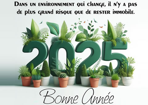 Image vert avec un grand 2025 avec citation