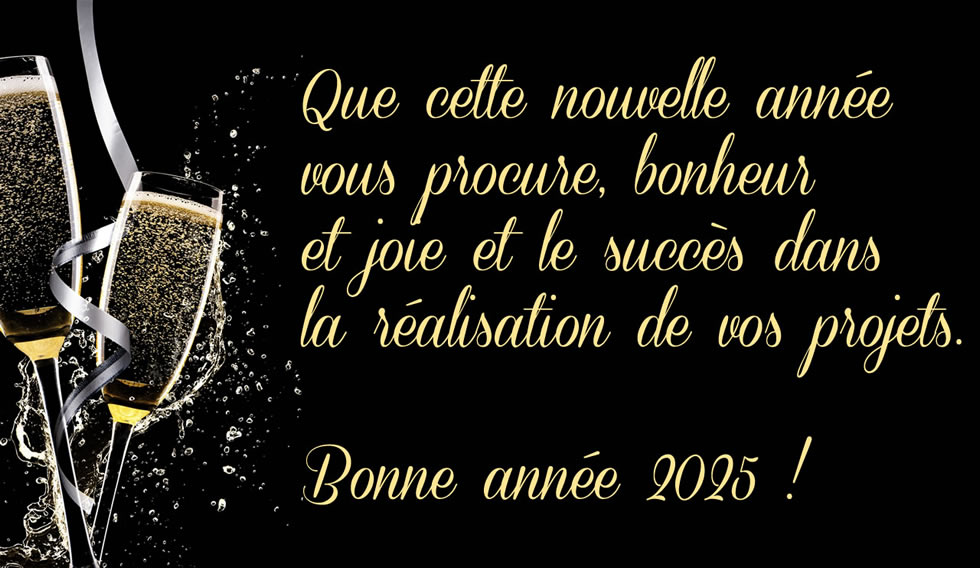 Image avec message de voeux pour le nouvel an 2025