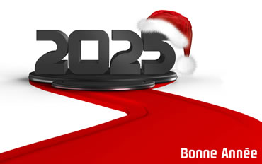 Image route rouge menant au nouvel an 2025